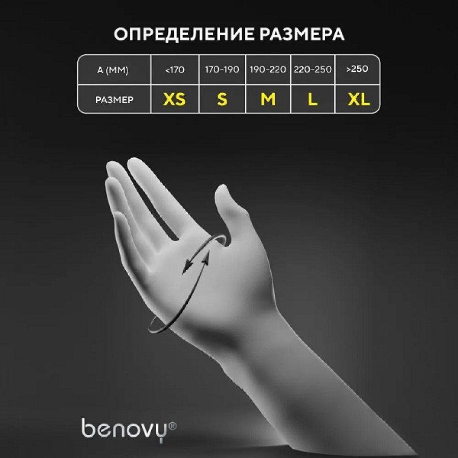 Перчатки нитриловые Benovy M (100 шт.) Черный